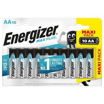 10 щелочных батареек Energizer AA MAX PLUS LR6, толстые палочки