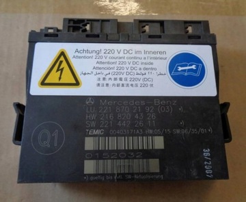 MERCEDES S W221 MODUL ŘÍZENÍ SEDADLA