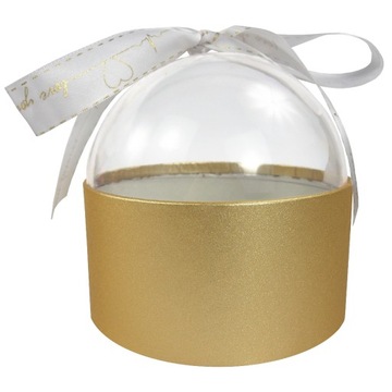 Eleganckie złote pudełko prezentowe flower box kula ze wstążką ślub wesele