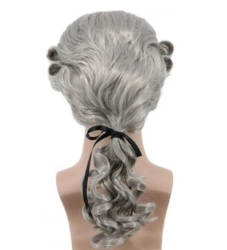 ПАРИК ВОЛОСЫ ПАРИК СЕРЫЙ СЕРЫЙ ДЛИННЫЙ ПРИНЦ АРИСТОКРАТ СУДЬЯ БАРОККО КОСПЛЕЙ