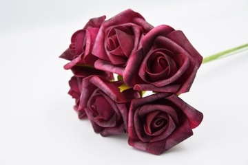 ПЕННЫЕ РОЗЫ, РОЗЫ, ЦВЕТЫ, 6 ШТ, бордовые