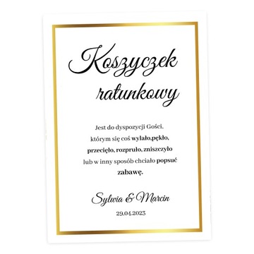 KARTKA KOSZYCZEK RATUNKOWY A4 ŚLUB WESELE