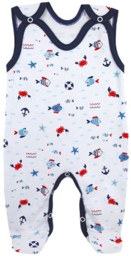 ŚPIOCHY NIEMOWLĘCE ŚPIOSZKI BAWEŁNIANE ROZPINANE r.74 RYBKI /1g/