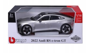 BBURAGO 1:18 AUDI RS E-TRON GT SILVER SREBRNY METALOWY MODEL