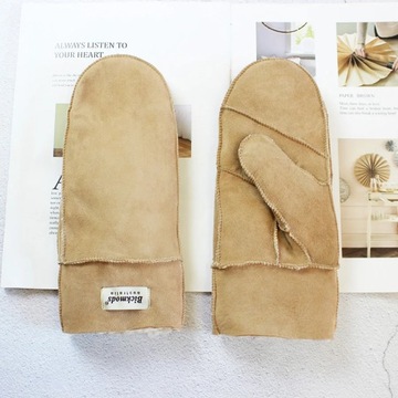 Варежки из овчины, женские кожаные, шерстяные, зимние, теплые, утепленные