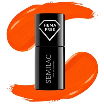 SEMILAC 446 YOLO Orange Lakier Hybrydowy do paznokci Pomarańczowy Neonowy