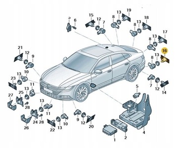 DRŽÁK ČIDLA PARKOVÁNÍ ZADNÍ PDC VOLKSWAGEN ARTEON ORIGINÁLNÍ 3G8919491