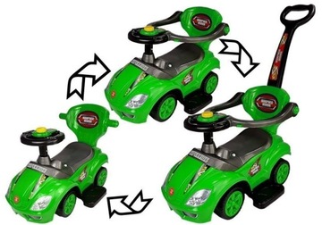 Mega Car 3in1 Green Ride-On с толкателем