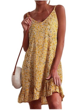 SUKIENKA LETNIA DAMSKA PLAŻOWA BOHO MIDI W KWIATY