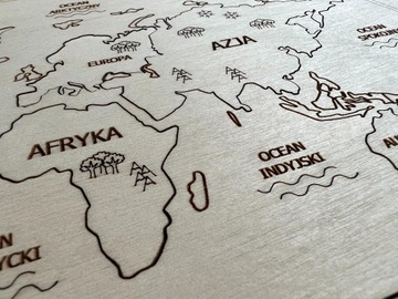 DREWNIANE ekologiczne PUZZLE MAPA ŚWAITA MONTESSORI kontynenty nauka