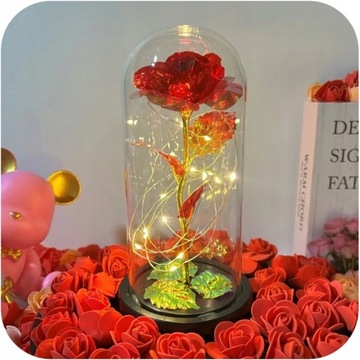 ВЕЧНАЯ СВЕТЯЩАЯСЯ СВЕТОДИОДНАЯ РОЗА В СТЕКЛЕ ДЛЯ ПОДАРКА НА ДЕНЬ МАТЕРИ + КОРОБКА