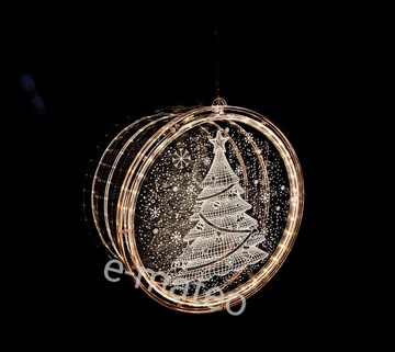 ВИТРАЖ 3D LED НА БАТАРЕЯХ РОЖДЕСТВЕНСКОЕ УКРАШЕНИЕ