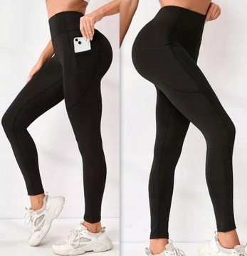 Legginsy SPORTOWE z kieszenią WYSOKI stan fitness L/XL