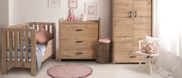 Детская кроватка с перекладиной Защитный чехол Кровать 120x60 Дуб Литтлски