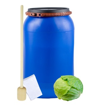 BECZKA PLASTIKOWA DO KIESZENIA KAPUSTY 85L WOREK+TŁUCZEK PLASTIKOWA OBEJMA