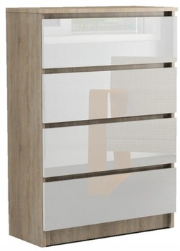 KOMODA SONOMA BIAŁA SZAFKA 4 SZUFLADY 80CM POŁYSK