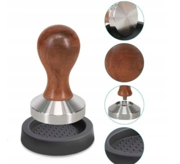UBIJAK DO KAWY TAMPER STAL DREWNIANA RĄCZKA 51mm