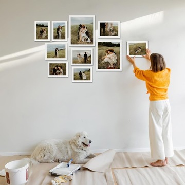 Набор из 10 белых фоторамок разных размеров, коллаж, 10 х 15 см (4 шт.