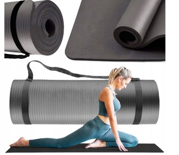 MATA DO ĆWICZEŃ JOGA FITNESS - STAR GRUBA SZARA GIMNASTYCZNA 183x61x1,0