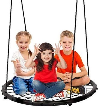 КАЧЕЛИ ГНЕЗДО АИСТА XL 100см ЧЕРНО-ЗЕЛЕНЫЕ ВЕРЕВКИ 18мм