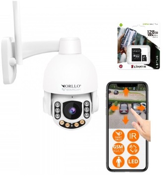 Kamera Zewnętrzna Obrotowa GSM na Kartę SIM ORLLO Z7 4G + karta 128GB
