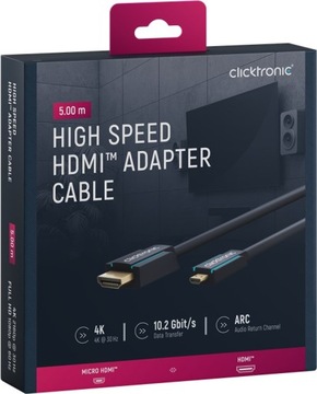 CLICKTRONIC HDMI — кабель micro HDMI 2.0 4K, 60 Гц, 5 м