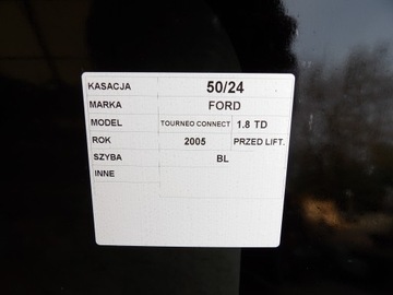 FORD TOURNEO CONNECT MK1 SKLO (OKNO) BOČNÍ LEVÝ ZVEDANÁ