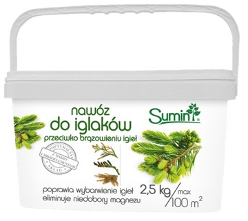 Nawóz przeciw brązowieniu igieł iglaków tuji świerków z magnezem 2,5kg