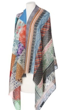 Laura Verdiani Szal PATCHWORKOWY wiosenny z wełny