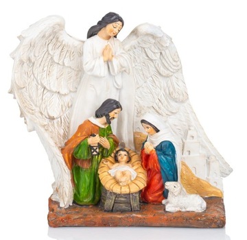 SZOPKA BOŻONARODZENIOWA ŚWIĘTA RODZINA ANIOŁ 18cm