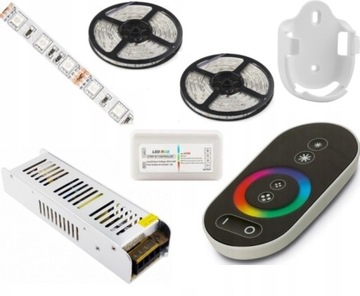 ZESTAW 16m TASMA LED RGB 5050 PILOT DOTYKOWY ZASIL