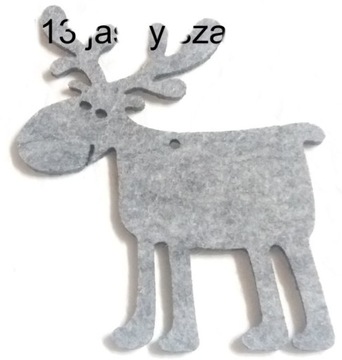 FO003U NA CHOINKĘ ZAWIESZKA OZDOBA RENIFER FILC 12cm jasny szary melanż