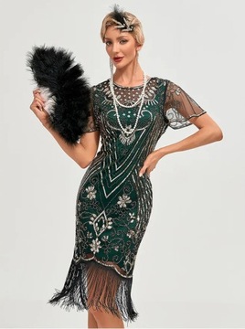 SUKIENKA CEKINOWA ART DECO WIELKI GATSBY LATA 20 RETRO SYLWESTER M
