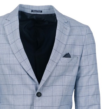 MARYNARKA MĘSKA NIEBIESKA W KRATĘ WIZYTOWA ELEGANCKA CASUAL BIZNESOWA 58