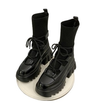 MODNE DAMSKIE BUTY GLANY MASYWNE NA PLATFORMIE