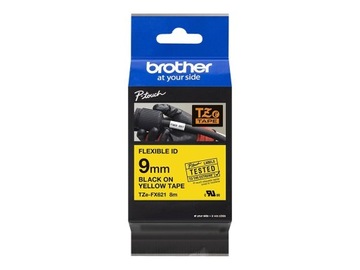 Brother TZEFX621 TZE-FX621 9mm czarne na żółtym