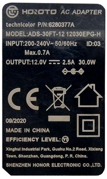 ПОДКЛЮЧАЕМЫЙ БЛОК ПИТАНИЯ 12В 2,5А 30ВТ ДЛЯ КАМЕР HONOTO со светодиодными полосками 5,5x2,1 мм