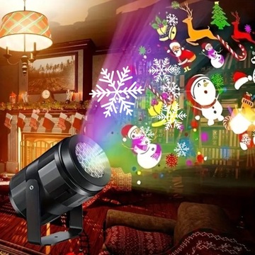 PROJEKTOR ŚWIĄTECZNY LED ŚNIEG LASEROWY RZUTNIK REFLEKTOR MIKOŁAJ RENIFER