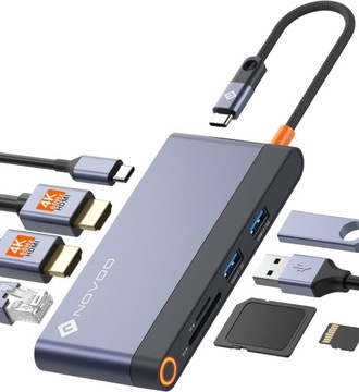 STACJA DOKUJĄCA NOVOO RM8F PRO ADAPTER STACJA DOKOWANIA USB C DUAL HDMI 4K