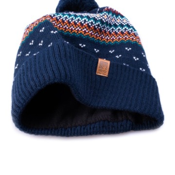 ШАПКА ЗИМНЯЯ МУЖСКАЯ, НОРВЕЖСКИЙ УЗОР С ПОМПОНОМ