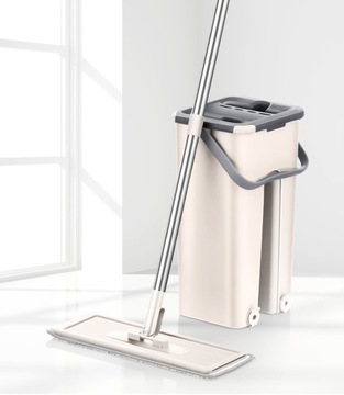 ПЛОСКАЯ ШВАБРА, ДВУХКАМЕРНОЕ ВЕДРО, СКРЕПКА + 2 КАРТРИДЖА