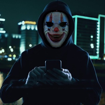 MASKA ZMIENNA NA HALLOWEEN LED ŚWIECĄCA PROGRAMOWALNA APP KONTROLA GEST