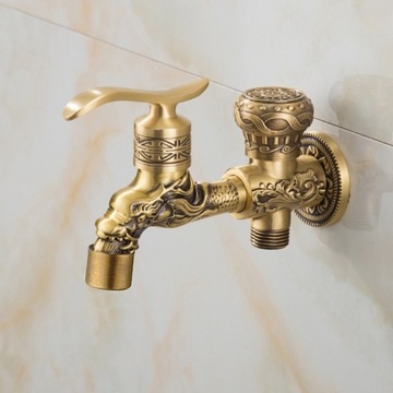 KRAN OGRODOWY Z PODWÓJNĄ WYLEWKĄ KRĄŻEK ZEWNĘTRZNY