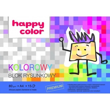 Blok rysunkowy kolorowy A4 15k. Happy Color