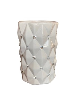 Белая керамическая ваза с кристаллами TG53032-1 гламур 18 см