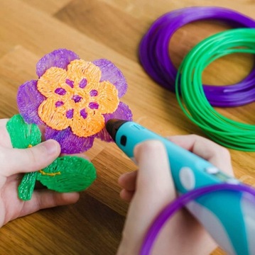 NIEBIESKI DŁUGOPIS 3D PEN DLA DZIECI DRUKARKA DUŻY ZESTAW + WKŁADY 500 M