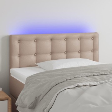 vidaXL Изголовье кровати со светодиодной подсветкой, капучино, 100x5x78/88 см, эко-кожа