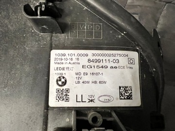 BMW G30 G31 Лампа светодиодной фары в сборе левая ЕВРОПА 63117214951 8499111