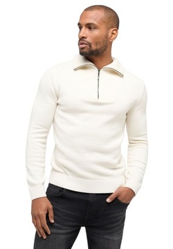 Sweter męski Mustang Emil T Zipper ecru rozpinany pod szyją r. XL