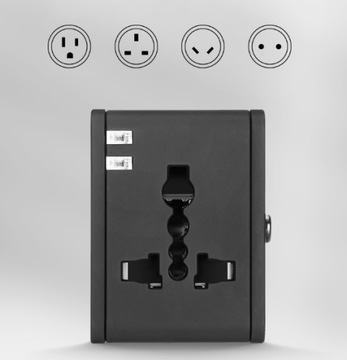 ADAPTER PODRÓŻNY GNIAZDO ŚWIATOWE ZASILANIE USB USA UK AU UE PL